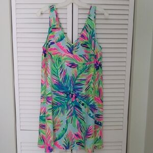 Lilly Pulitzer Pink and Green Tropical Swim Coverup